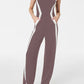 Mock Neck Striped Track Jumpsuit