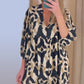 V-neck printed casual long dress