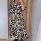 V-neck printed casual long dress