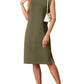 🔥Summer Sale 50% OFF👗Women Round Neck Loose Split Wrinkle-Free Midi Dress with Pockets