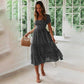 Summer Spring Floral Print Square Collar Maxi Dresses