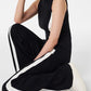 Mock Neck Striped Track Jumpsuit