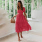 Summer Spring Floral Print Square Collar Maxi Dresses