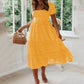 Summer Spring Floral Print Square Collar Maxi Dresses