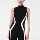 Mock Neck Striped Track Jumpsuit