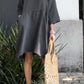 Casual solid color cotton and linen dress