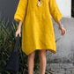 Casual solid color cotton and linen dress