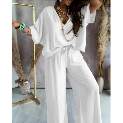 ✨2024 New Products💖Solid Color Women's Loose Fit Jumpsuit Set