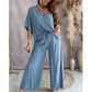 ✨2024 New Products💖Solid Color Women's Loose Fit Jumpsuit Set