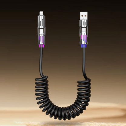 Compact 4-in-1 Retractable Car Charging Cable