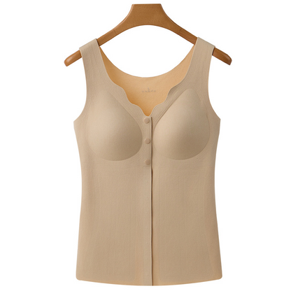 Women’s Thermal Front-Button Tank Top With Built-In Bra