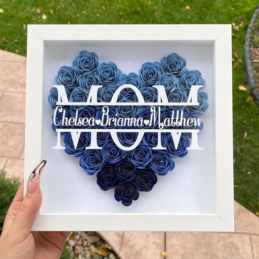 Mom Heart Shaped Monogram Flower Shadow Box