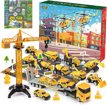 🚗Kids Advent Calendar for Boys: Alloy Construction Engineering Vehicle Toy Sets
