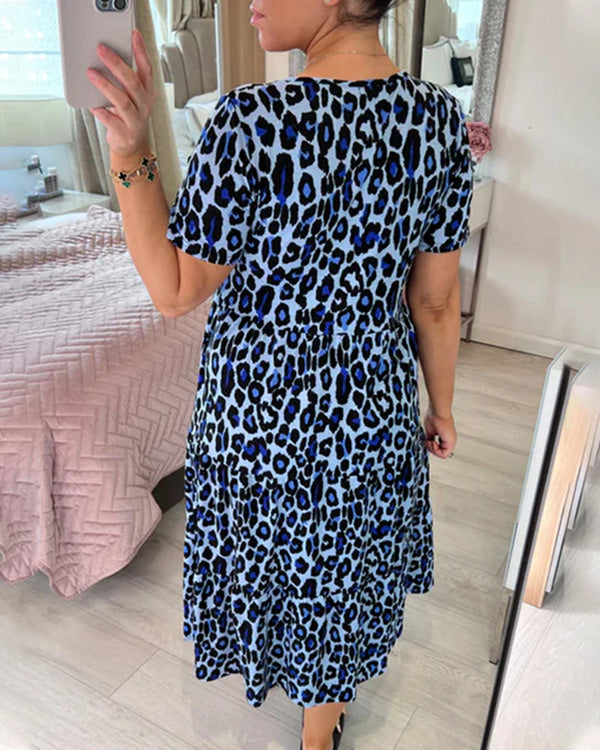 Leopard Print Elegant Midi Dress – foriless